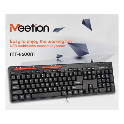 Meetion MT-K600M USB Wired Multimedia Keyboard | Spill-Resistant | Plug & Play | Media Keys